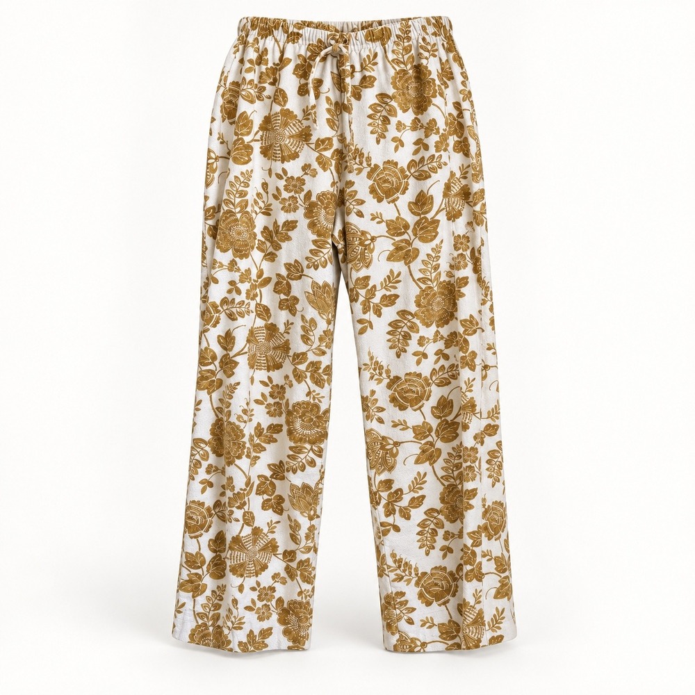 Garnet Hill Organic Cotton Floral Bird Flannel Pajama Pants Size XL Cottagecore